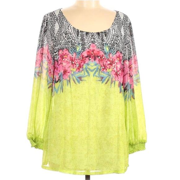 Soft Surroundings Floral Sequin Tunic Blouse M - Picture 1 of 7
